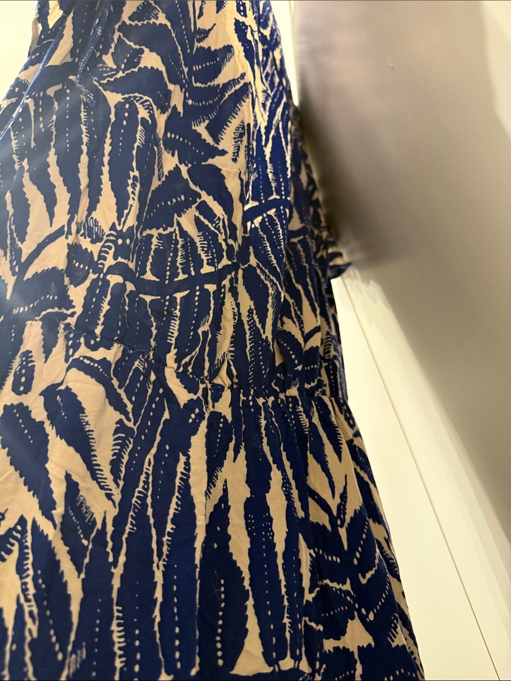 Blue and Cream Printed Wrap-Style Maxi Dress - Picture 5 of 5
